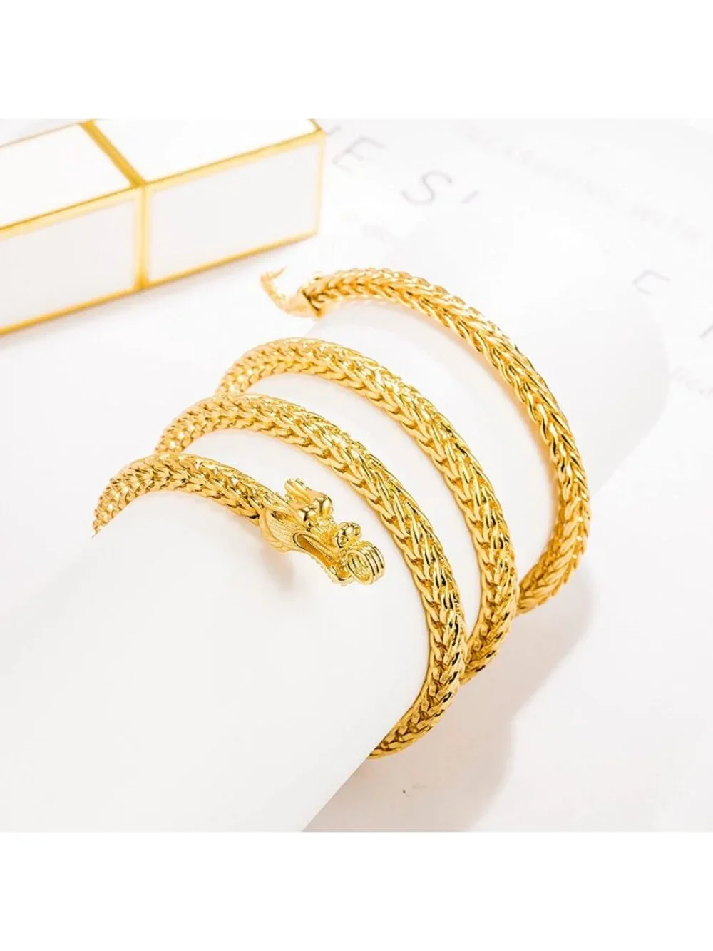 Men's Golden 925 Sterling Silver Dragon Necklace 5mm Franco Curb Link Chain